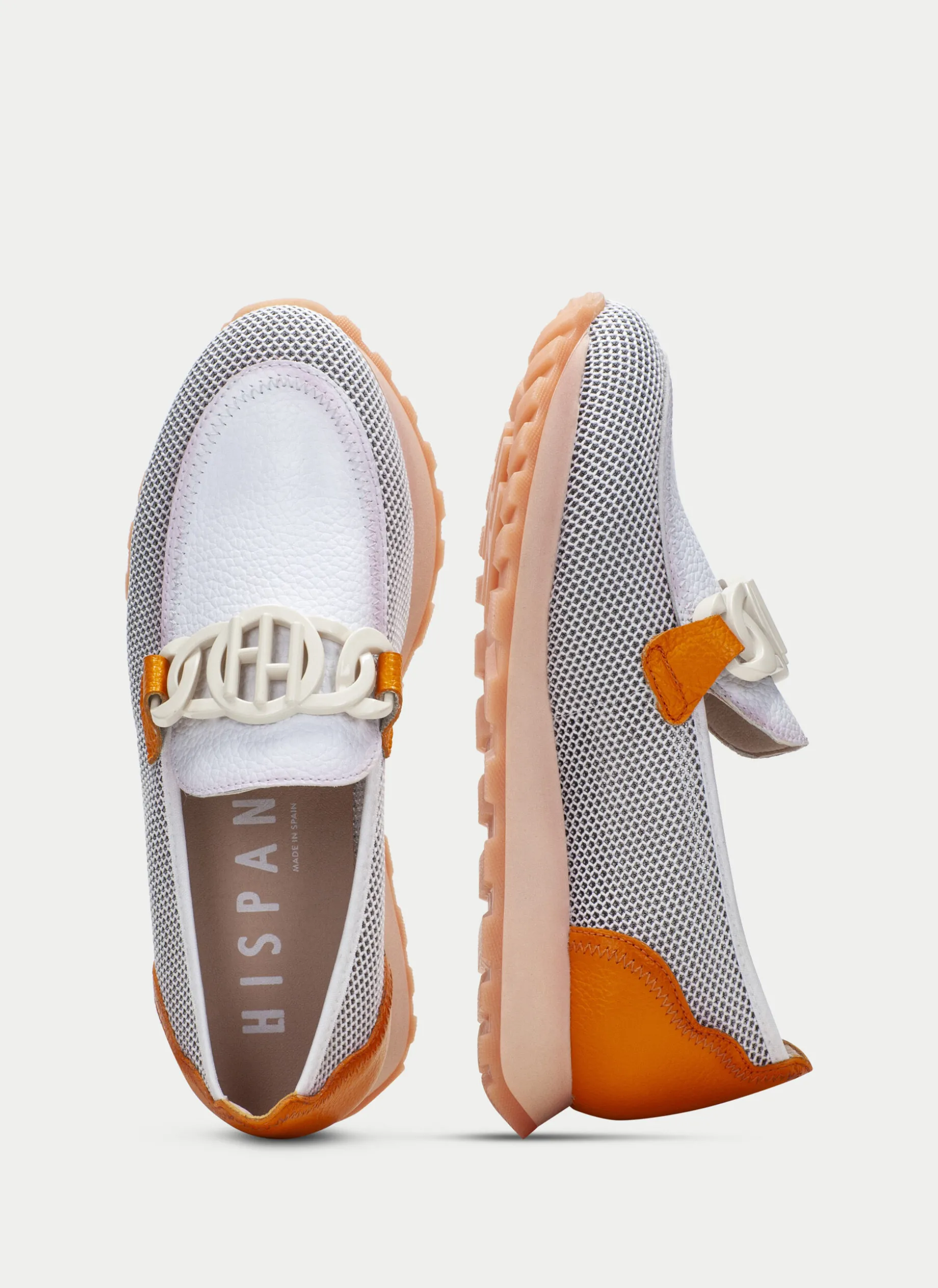 Moccasins Desportivos loira branco-laranja