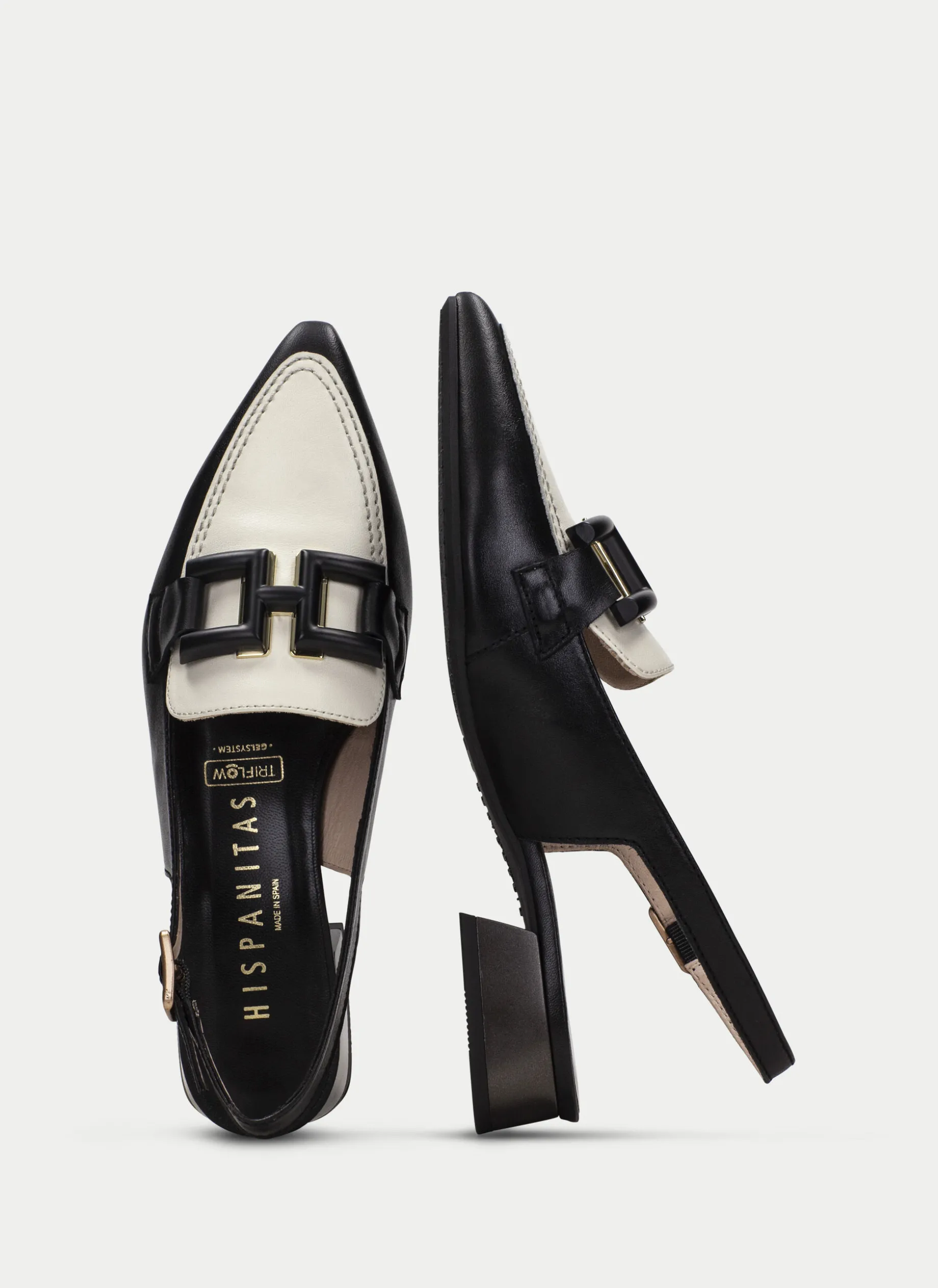 Sapatos rasos dali preto-creme
