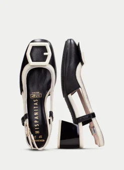 Slingback malta preto-creme