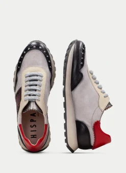 Sneakers loira preto-cinzento-vermelho